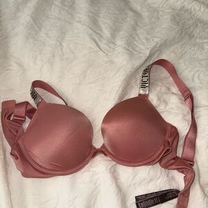 Victoria Secret Elegant Pink Bra with Embellished Straps 32B
